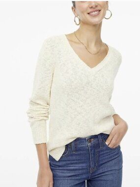 J. Crew Factory Off-White V-Neck Sweater
